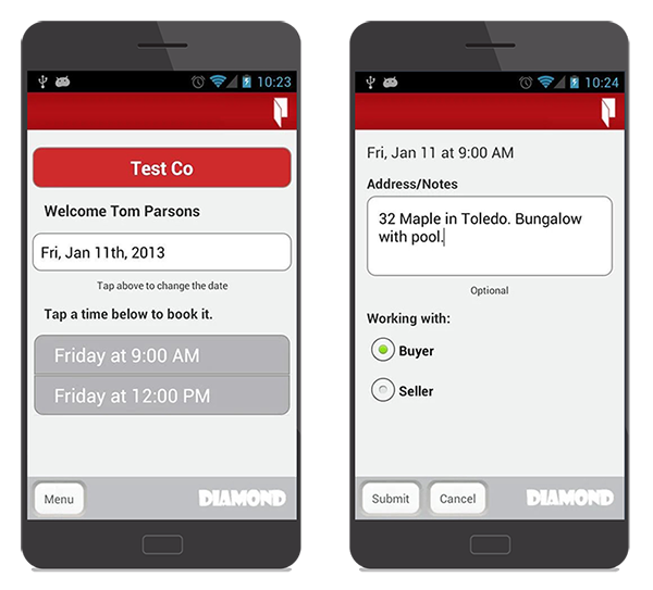 Agentbook app in Android device