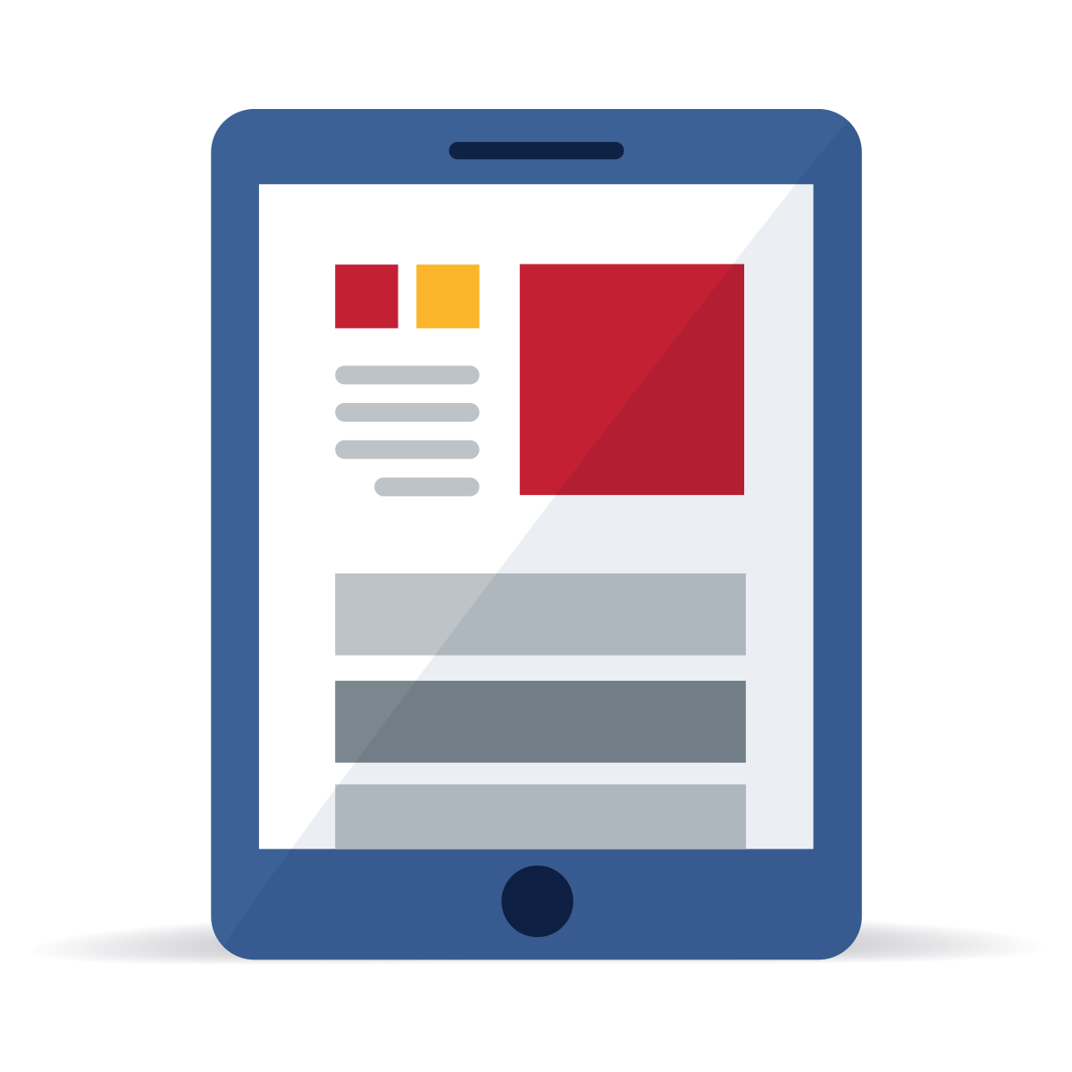 Written report on tablet icon illustration