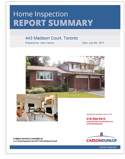 Carson Dunlop Seller's home inspection report summary cover