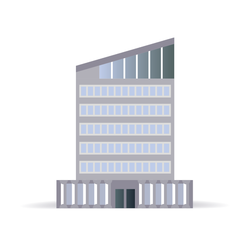 Grey commercial office building illustration