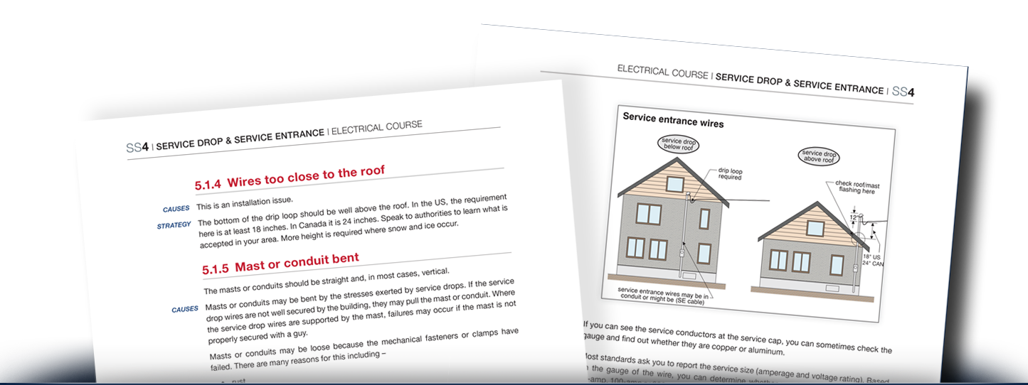 Two pages from the Electrical Course showing common problems