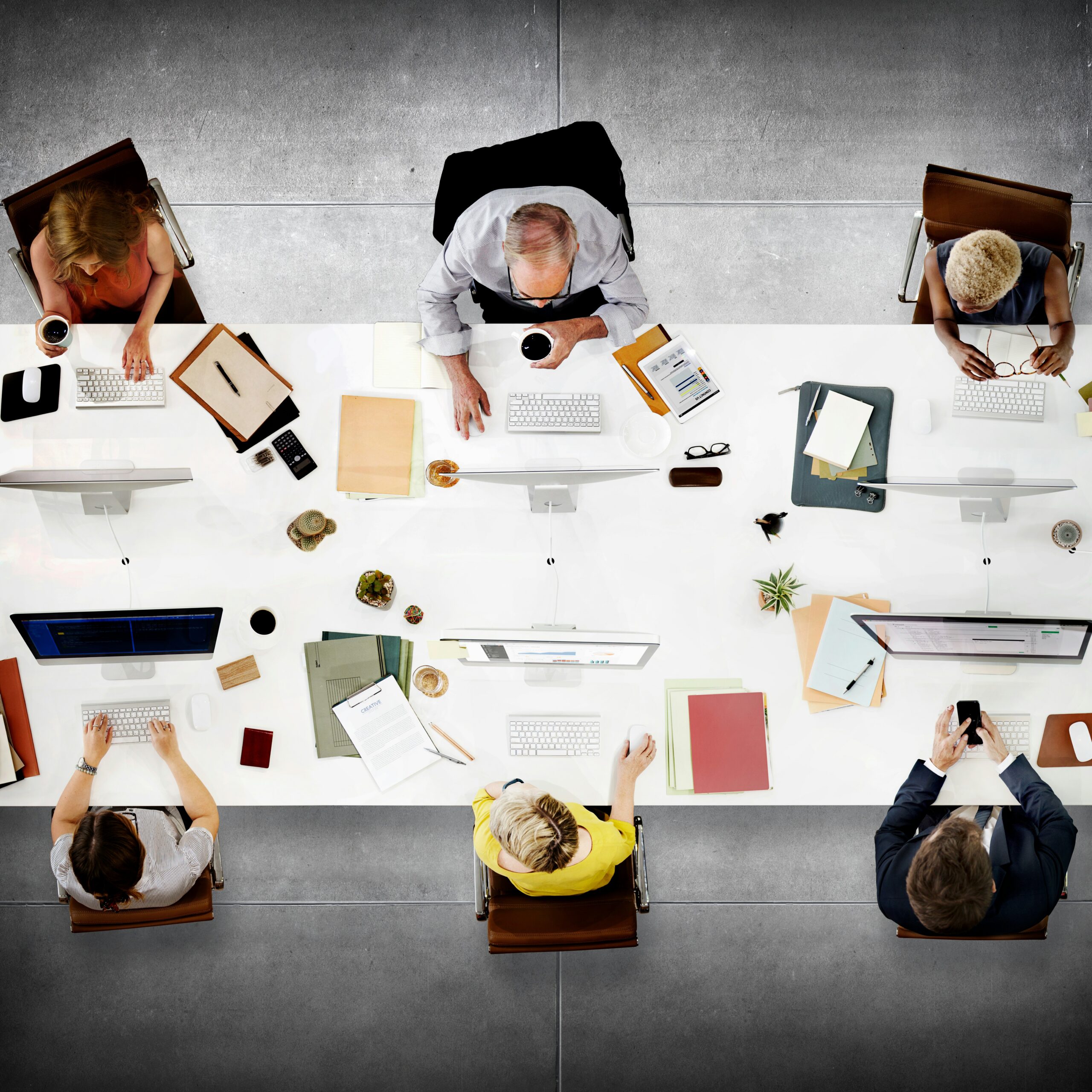 Team at large office table