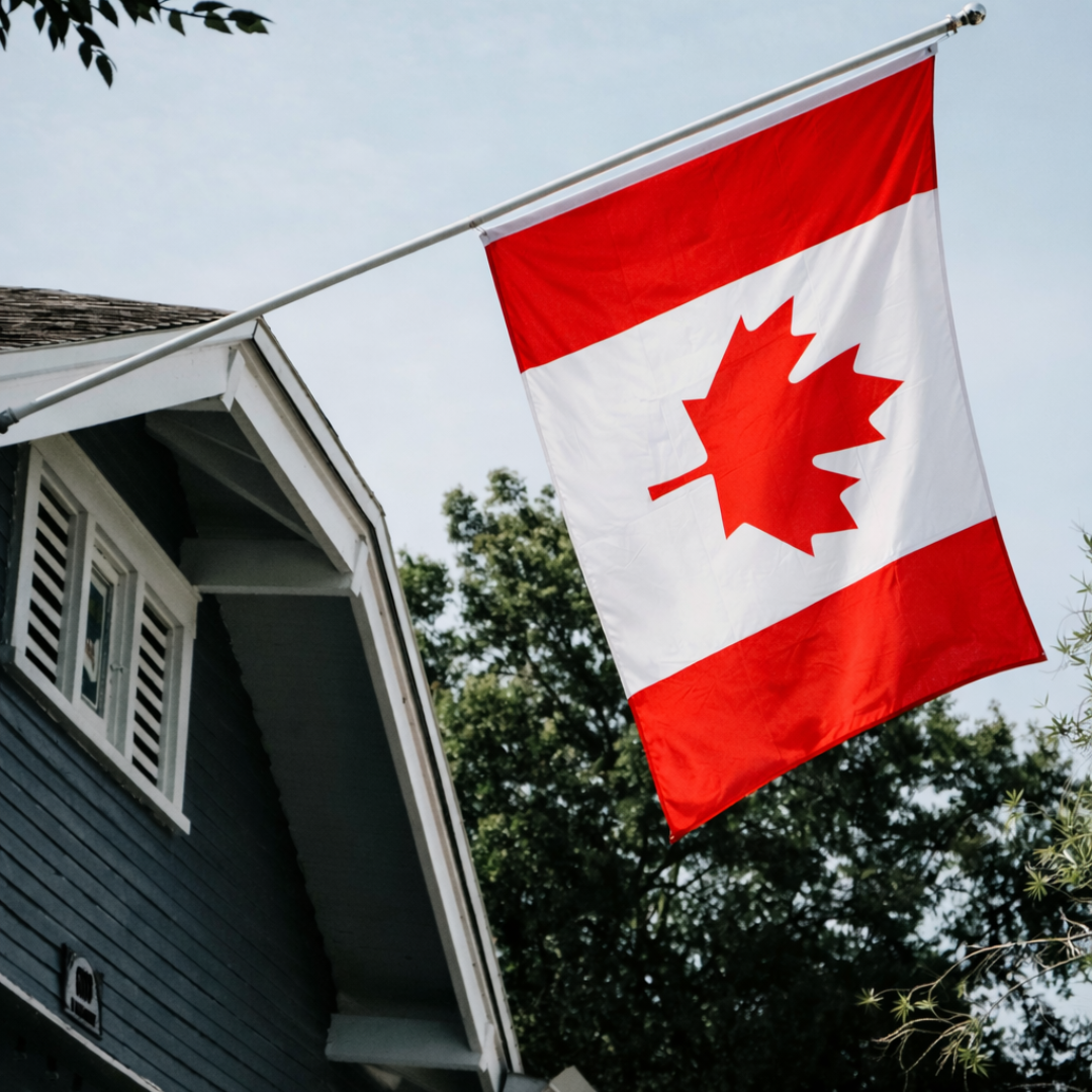 Canadian Flag on Home Exterior